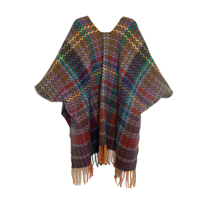 Buddha Stonesチベットショール カラフルな波線タッセル 冬用 心地よい旅行用スカーフ ラップ - image 4