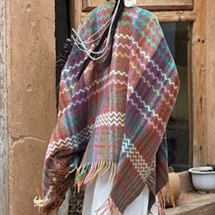 Buddha Stonesチベットショール カラフルな波型ストライプ タッセル 冬用 心地よい旅行用スカーフ ラップ - image 17