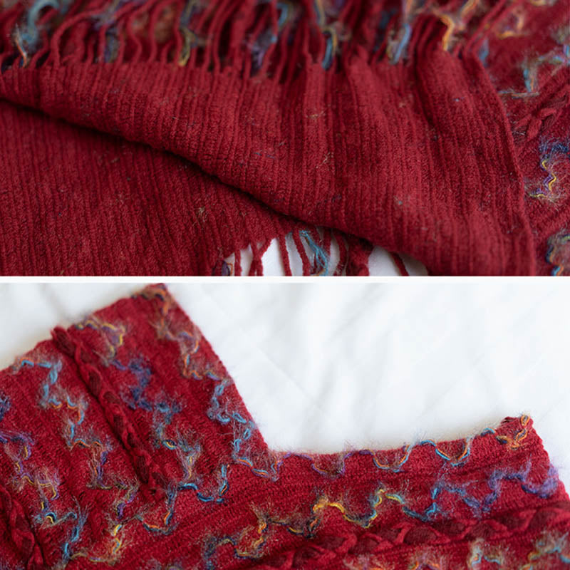 Buddha Stonesチベット カラフル ストライプ ショール タッセル プルオーバー 冬 快適 旅行用 スカーフ ラップ - image 13