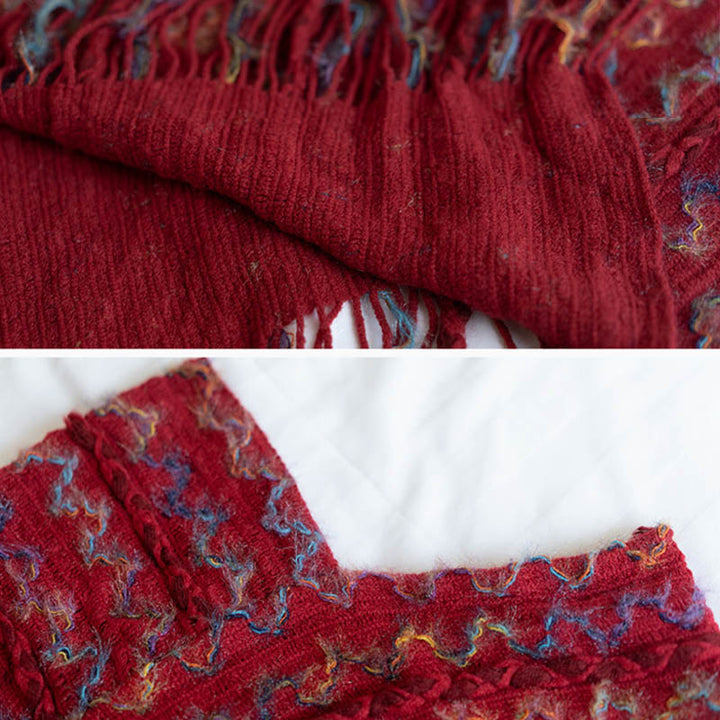 Buddha Stonesチベット カラフル ストライプ ショール タッセル プルオーバー 冬 快適 旅行用 スカーフ ラップ - image 13