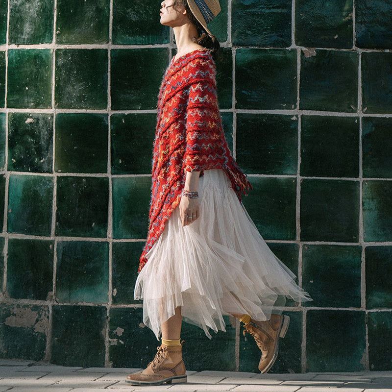 Buddha Stonesチベット カラフル ストライプ ショール タッセル プルオーバー 冬 快適 旅行用 スカーフ ラップ - image 9