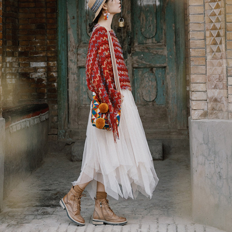 Buddha Stonesチベット カラフル ストライプ ショール タッセル プルオーバー 冬 快適 旅行用 スカーフ ラップ - image 7