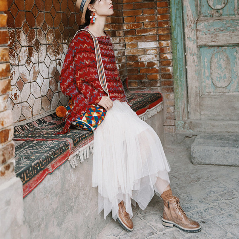 Buddha Stonesチベット カラフル ストライプ ショール タッセル プルオーバー 冬 快適 旅行用 スカーフ ラップ - image 10