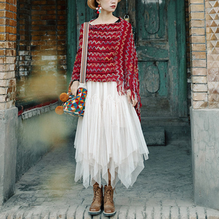 Buddha Stonesチベット カラフル ストライプ ショール タッセル プルオーバー 冬 快適 旅行用 スカーフ ラップ - image 11