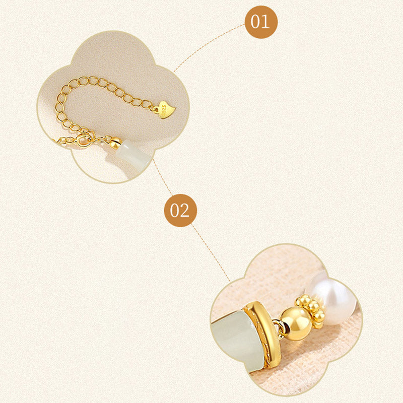 Buddha Stones925 スターリングシルバー 天然和田白翡翠 竹製 幸運の祝福ブレスレット - image 9