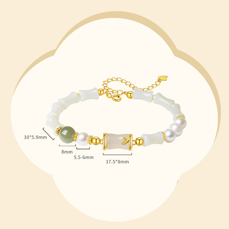 Buddha Stones925 スターリングシルバー 天然和田白翡翠 竹製 幸運の祝福ブレスレット - image 11