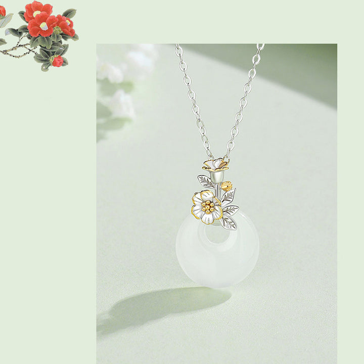 Buddha Stones925スターリングシルバー ラウンドカルセドニー 12ヶ月フラワーハーモニーネックレスペンダント - image 10