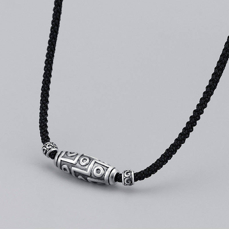 Buddha Stones999スターリングシルバー 九眼天珠 ビーズ模様 保護ロープネックレスペンダント - image 1