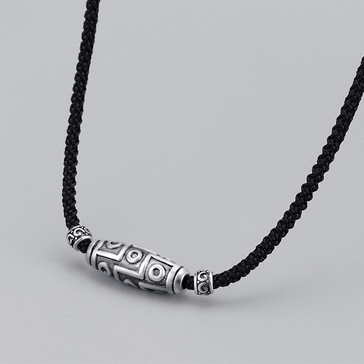 Buddha Stones999スターリングシルバー 九眼天珠 ビーズ模様 保護ロープネックレスペンダント
