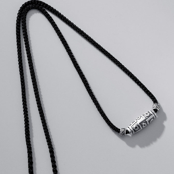Buddha Stones999スターリングシルバー 九眼天珠 ビーズ模様 保護ロープネックレスペンダント