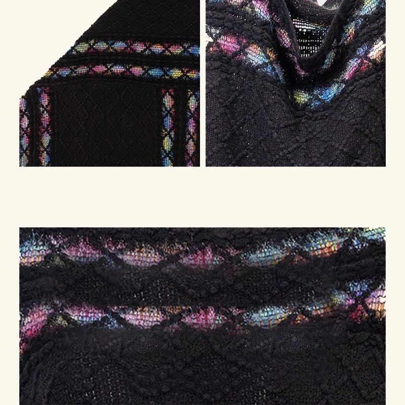 Buddha Stonesチベット カラフル ストライプ 菱形 パターン ショール タッセル プルオーバー 冬 快適 旅行用 スカーフ ラップ - image 11