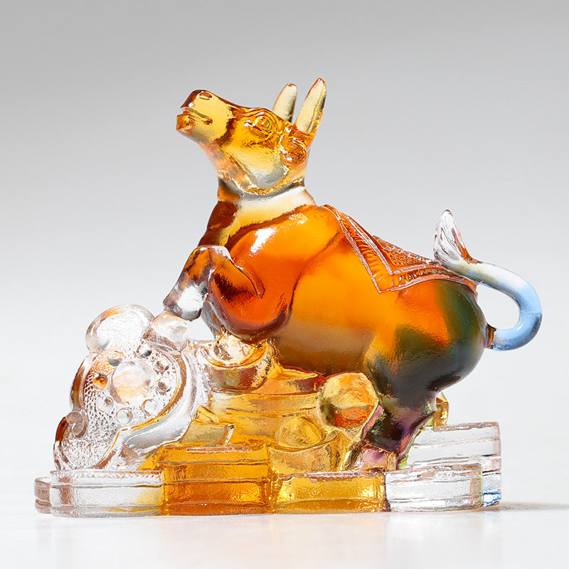 龍の年 ハンドメイドBuddha Stones12 中国の干支 リュウリ クリスタル アートピース 保護 ホーム オフィス 装飾 - 牛 約8.5×5.5×8cm - image 5