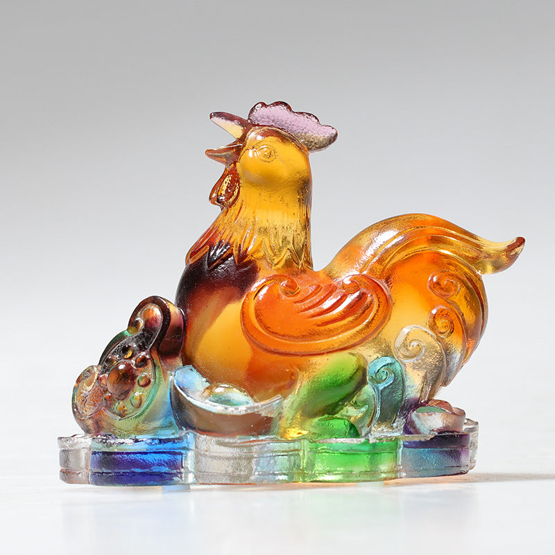 龍の年 ハンドメイドBuddha Stones12 中国の干支 リュウリ クリスタル アートピース 保護 ホーム オフィス 装飾 - 雄鶏 約8.5×5.5×8cm - image 15