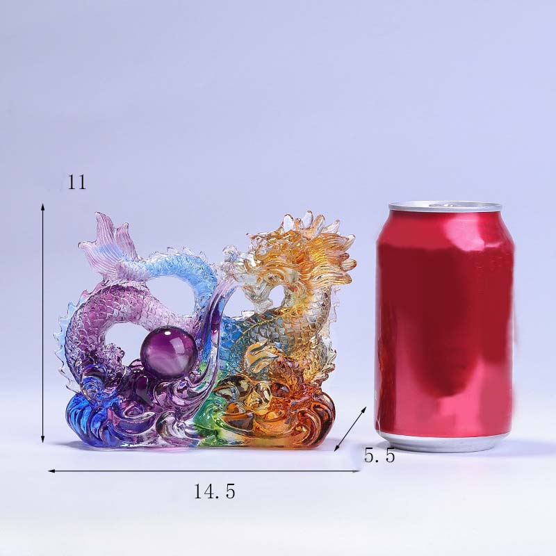 龍の年Buddha Stones手作り 龍 パールインゴット 琉璃 クリスタル アートピース 保護 家庭 オフィス 装飾 - image 6