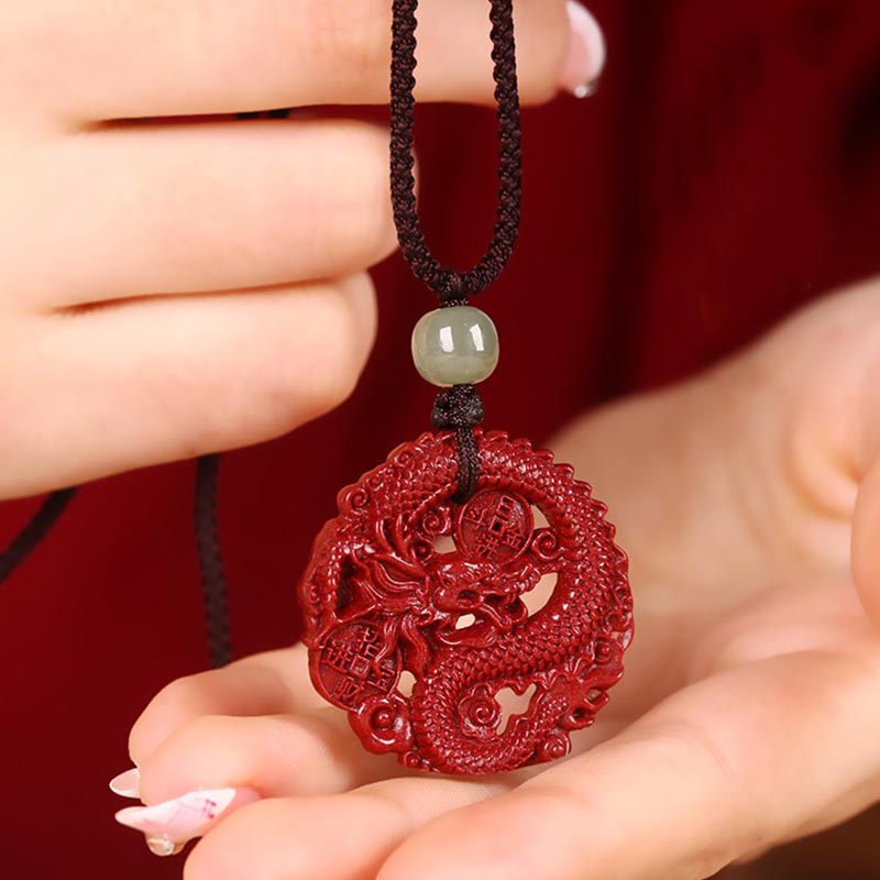 Buddha Stonesの年 天然辰砂 和田翡翠ビーズ 銅貨 富と力を引き寄せる ネックレスペンダント