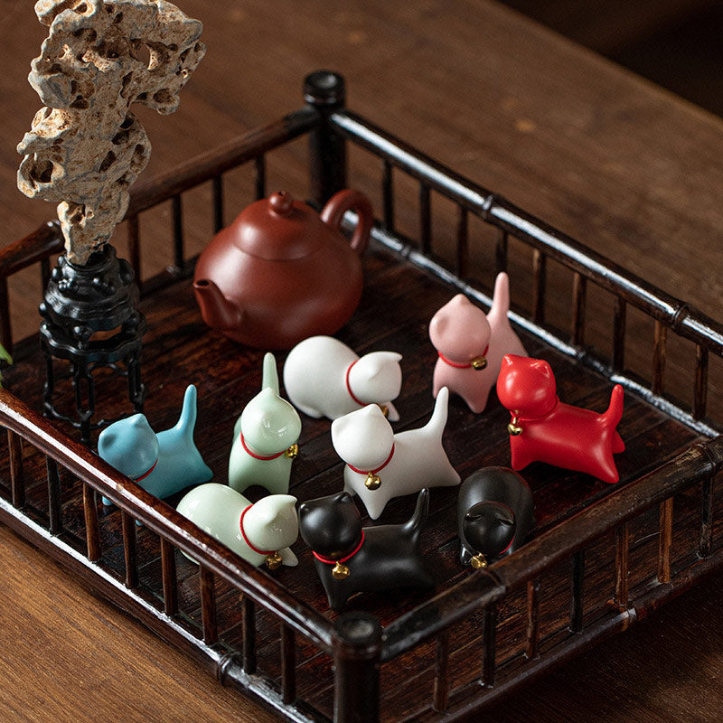Buddha Stonesミニ 小型 かわいい 猫 ティーペット 陶器 ホームデスク 置物 装飾 - image 2