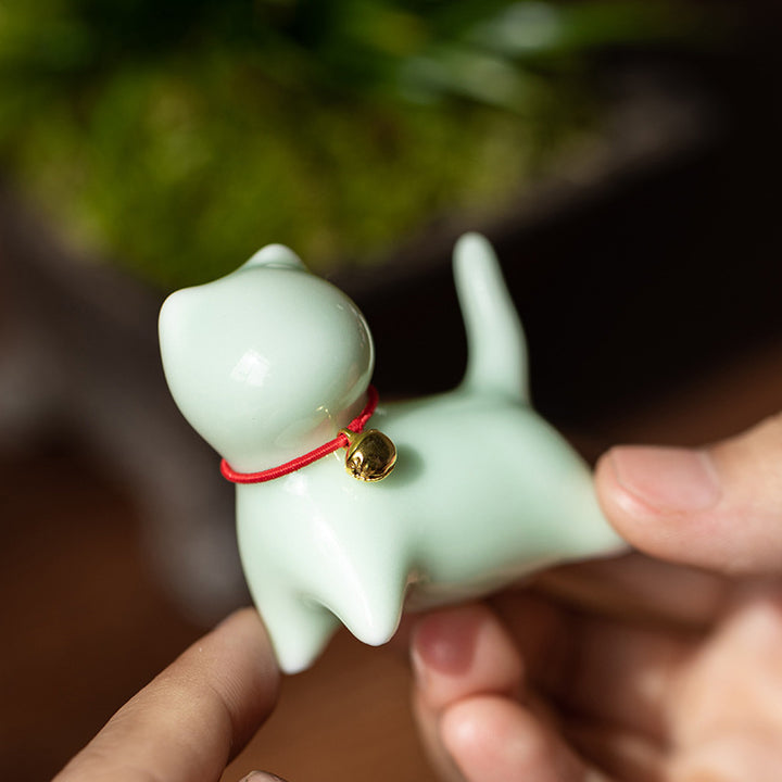 Buddha Stonesミニ 小型 かわいい 猫 ティーペット 陶器 ホームデスク 置物 装飾 - image 4