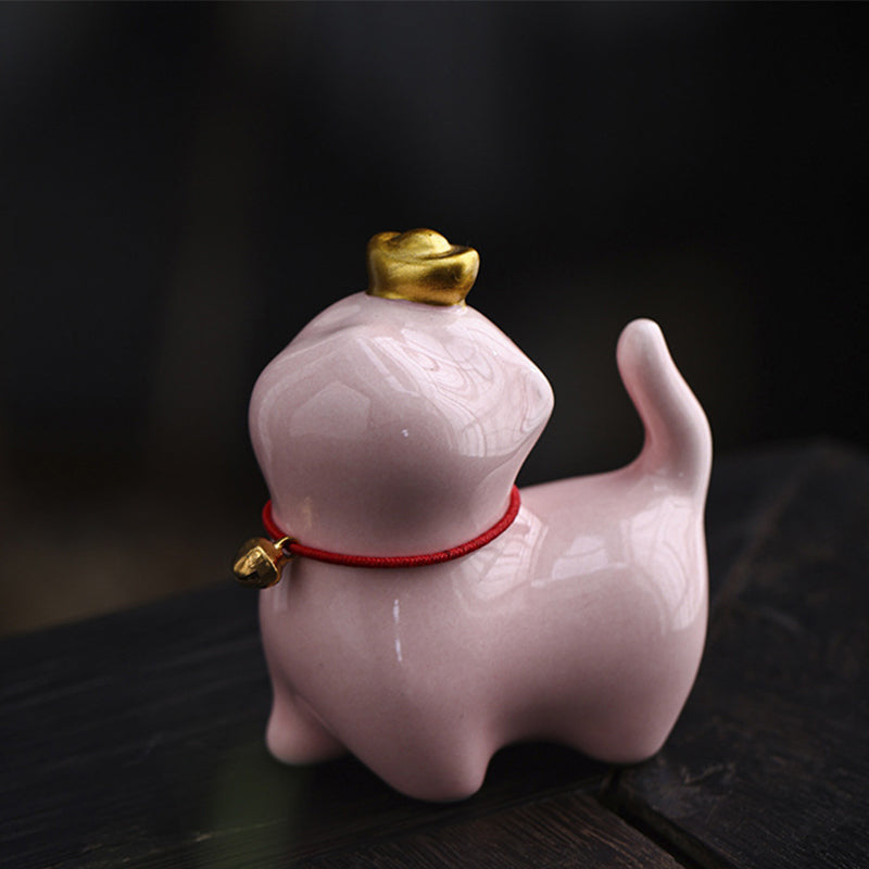 Buddha Stonesミニ招き猫インゴットティーペット陶器ホームデスク置物装飾 - 招き猫ピンク 5.5×3.2×6cm - image 10