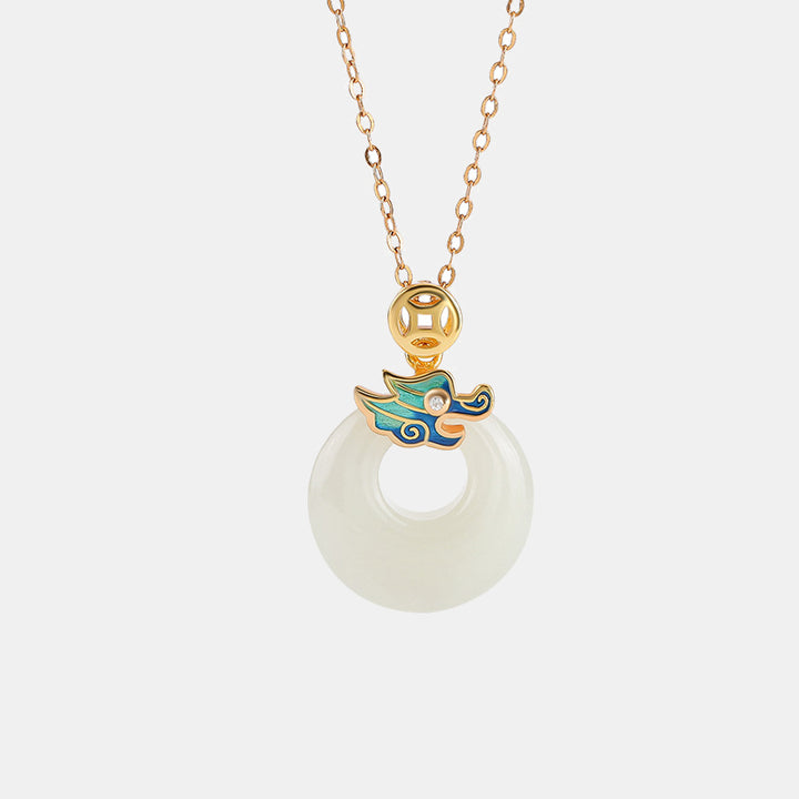 Buddha Stones925 スターリングシルバー メッキ ゴールド 龍年 和田翡翠平和のお守りチャーム銅貨 豊穣 ネックレス ペンダント - image 5