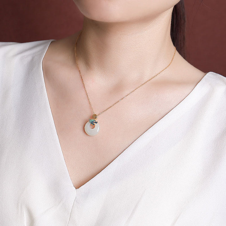 Buddha Stones925 スターリングシルバー メッキ ゴールド 龍年 和田翡翠平和のお守りチャーム銅貨 豊穣 ネックレス ペンダント - image 4