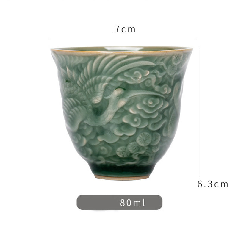 Buddha Stones鶴松 陶器 ティーカップ カンフーティーカップ 80ml