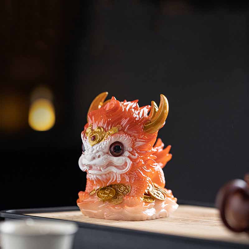 色が変わるBuddha Stones小さなキリン樹脂製ティーペット置物 家庭用装飾品