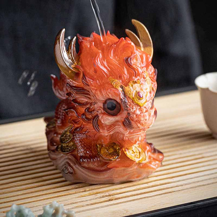 色が変わるBuddha Stones小さなキリン樹脂製ティーペット置物 家庭用装飾品 - image 2