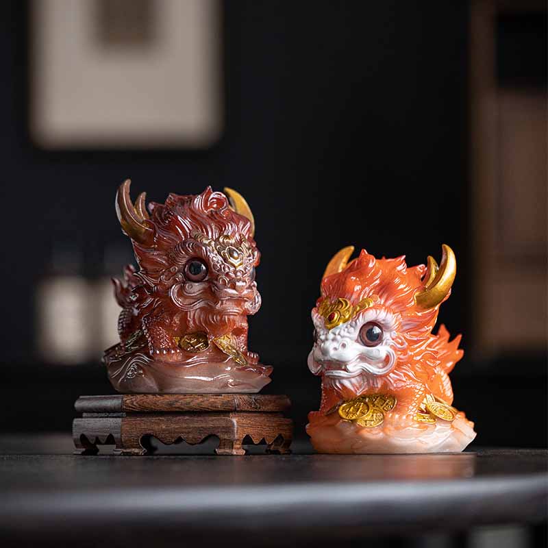 色が変わるBuddha Stones小さなキリン樹脂製ティーペット置物 家庭用装飾品