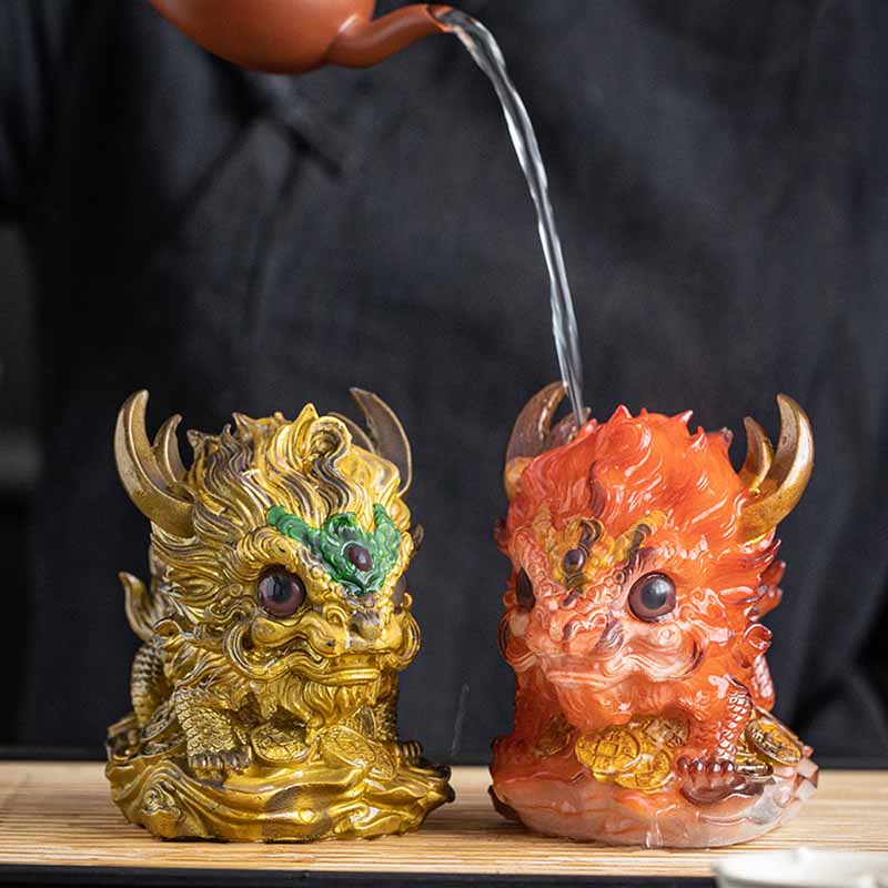 色が変わるBuddha Stones小さなキリン樹脂製ティーペット置物 家庭用装飾品 - image 15