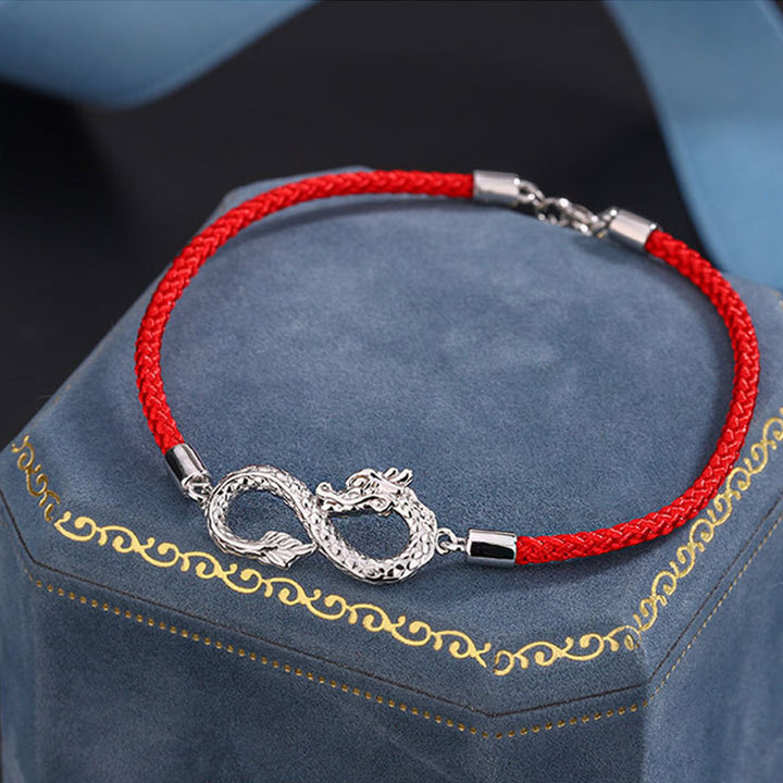 龍年Buddha Stones999スターリングシルバーエンドレスノット幸運保護ブレスレット