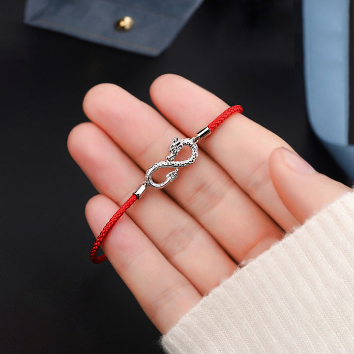 龍年Buddha Stones999スターリングシルバーエンドレスノット幸運保護ブレスレット