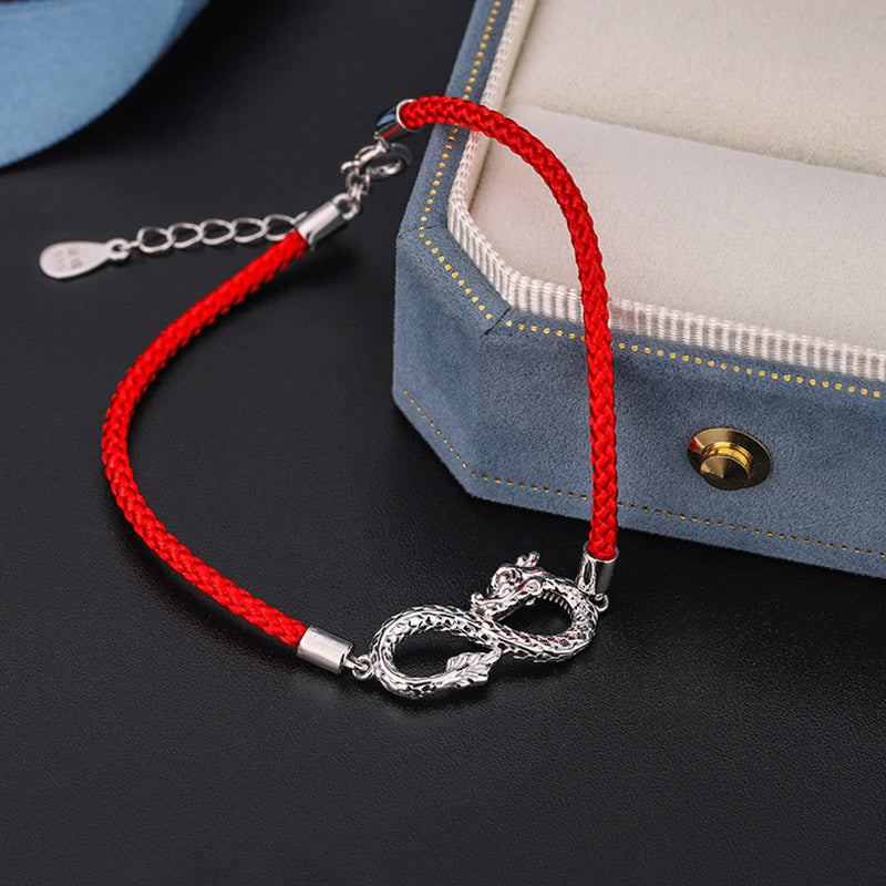 龍年Buddha Stones999スターリングシルバーエンドレスノット幸運保護ブレスレット