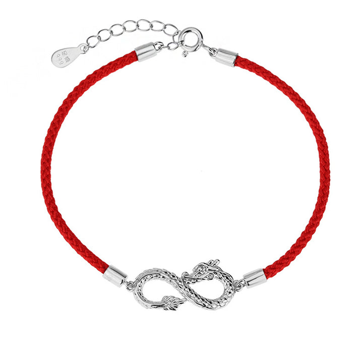 龍年Buddha Stones999スターリングシルバーエンドレスノット幸運保護ブレスレット