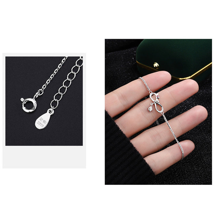 Buddha Stones龍年 999 スターリングシルバー ジルコン エンドレスノット テールチャーム 幸運守護ブレスレット
