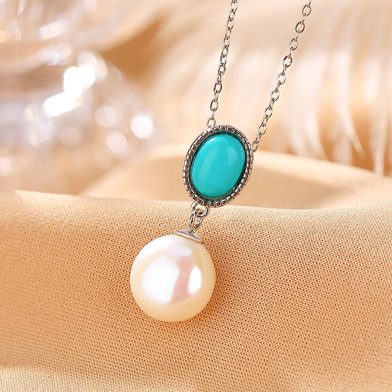 Buddha Stones925スターリングシルバー パール ターコイズ ヒーリングウィズダムネックレス ペンダント リング イヤリング - ネックレス - image 1