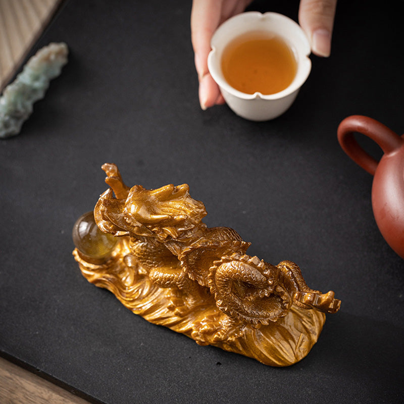 龍の年Buddha Stones色が変わる樹脂製 幸運 成功 ティーペット 置物 装飾