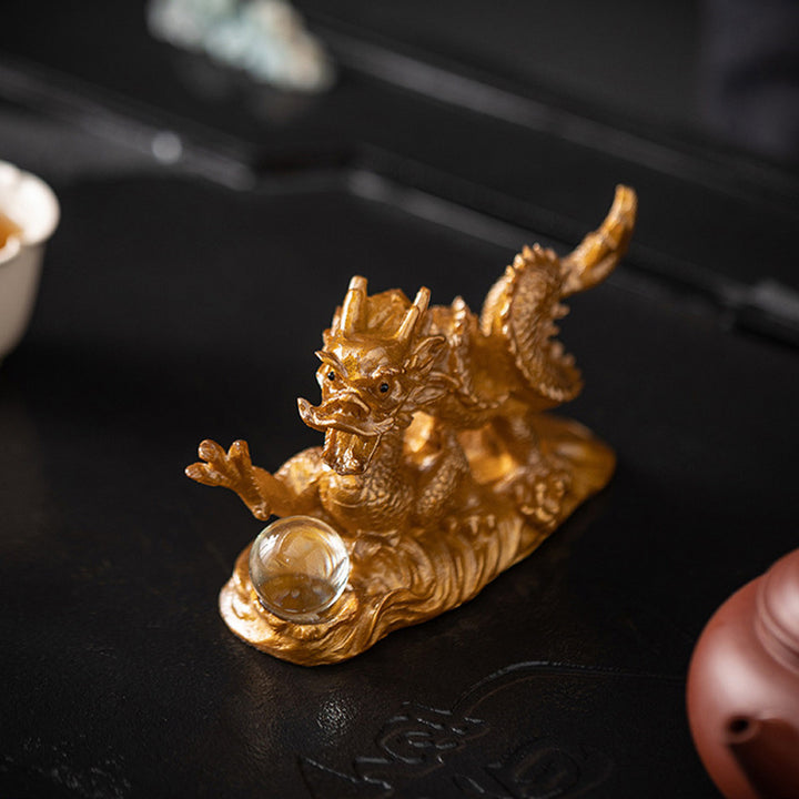 龍の年Buddha Stones色が変わる樹脂製 幸運 成功 ティーペット 置物 装飾