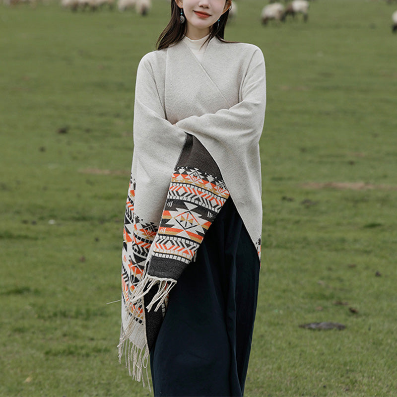 Buddha Stonesチベットショール カラフルな幾何学模様 冬用 心地よい旅行用スカーフ ラップ - image 4