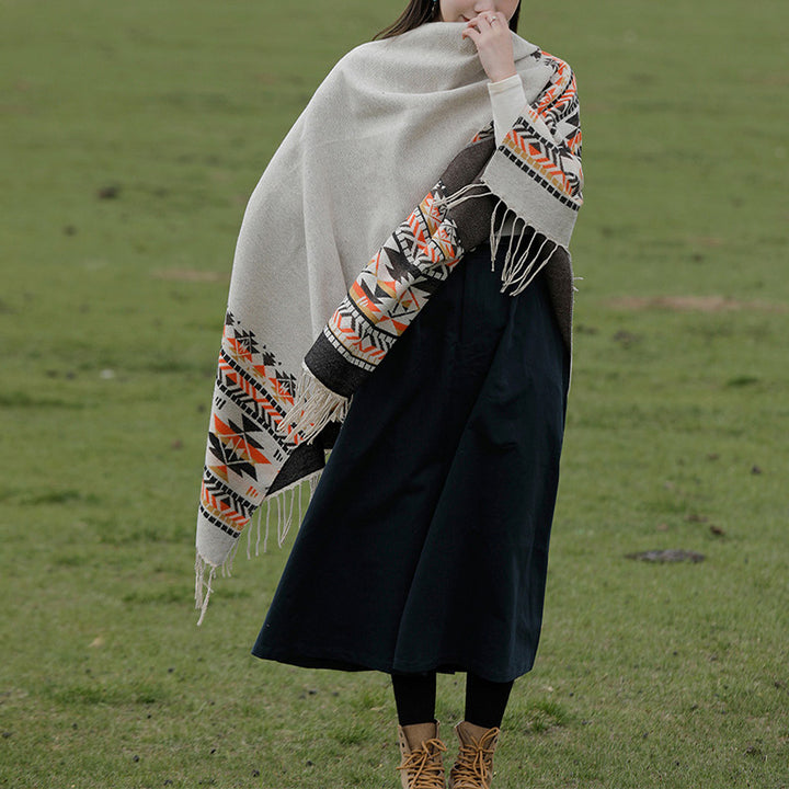 Buddha Stonesチベットショール カラフルな幾何学模様 冬用 心地よい旅行用スカーフ ラップ - image 8