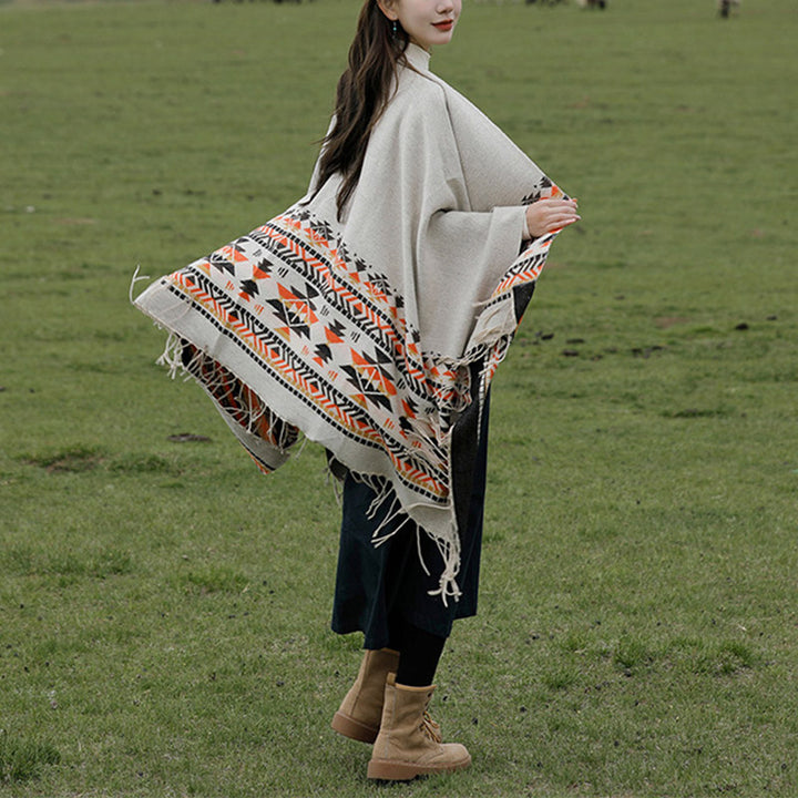 Buddha Stonesチベットショール カラフルな幾何学模様 冬用 心地よい旅行用スカーフ ラップ - image 7