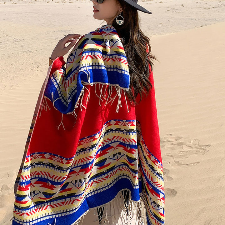 Buddha Stonesチベットショール カラフルな幾何学模様 冬用 心地よい旅行用スカーフ ラップ - image 19