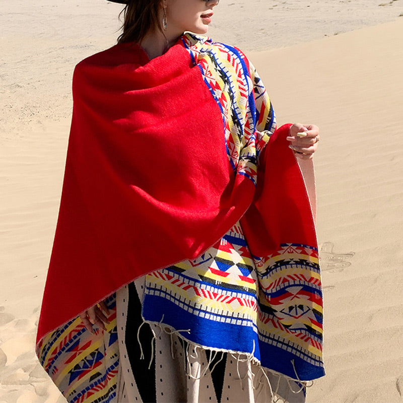 Buddha Stonesチベットショール カラフルな幾何学模様 冬用 心地よい旅行用スカーフ ラップ - image 17