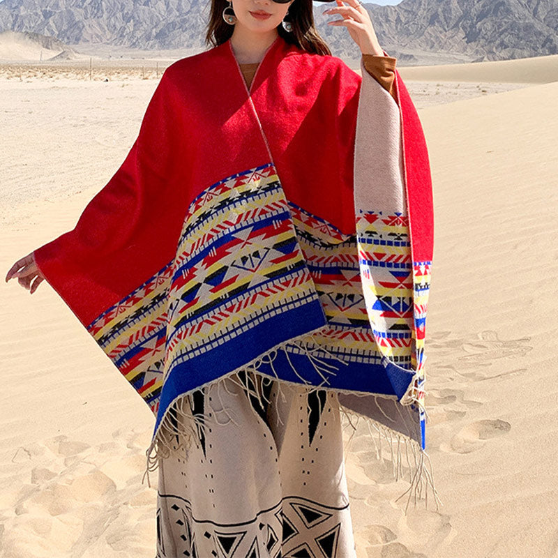 Buddha Stonesチベットショール カラフルな幾何学模様 冬用 心地よい旅行用スカーフ ラップ - image 14