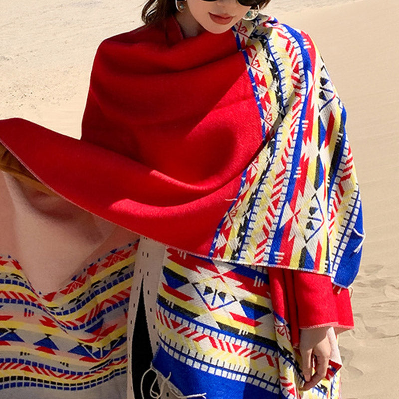 Buddha Stonesチベットショール カラフルな幾何学模様 冬用 心地よい旅行用スカーフ ラップ - image 22