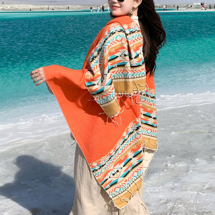 Buddha Stonesチベットショール カラフルな幾何学模様 冬用 心地よい旅行用スカーフ ラップ - image 38