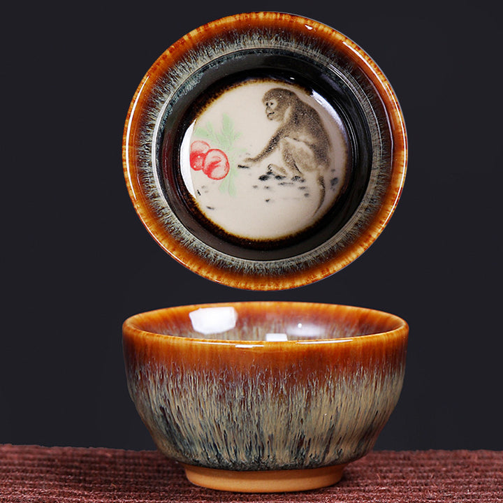 Buddha Stones12 干支柄 陶器ティーカップ カンフージャン 中国占星術 ティーカップ 73ml