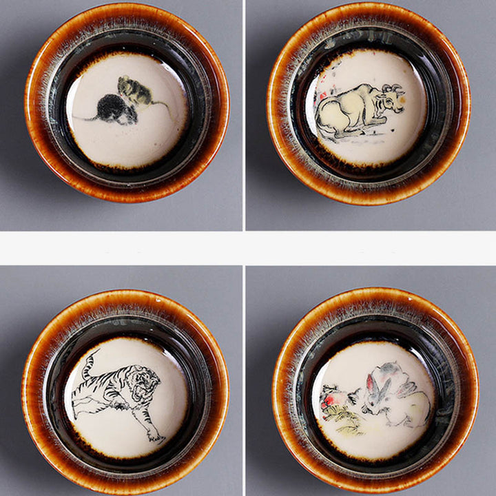Buddha Stones12 干支柄 陶器ティーカップ カンフージャン 中国占星術 ティーカップ 73ml