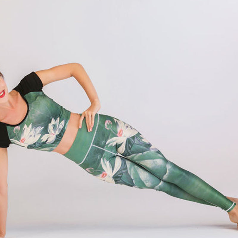 Buddha Stones 2点セット 蓮華鳳凰 春の花 孔雀柄 トップパンツ スポーツ フィットネス ヨガ レディース ヨガセット - image 3