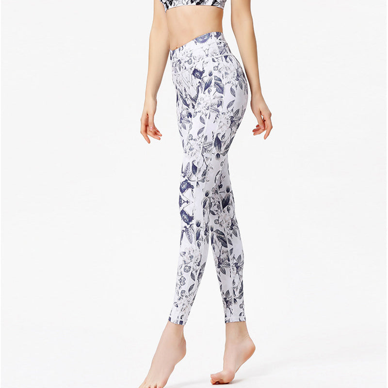 Buddha Stonesの花と葉のプリントパンツ スポーツフィットネス ヨガレギンス レディース ヨガパンツ - image 6