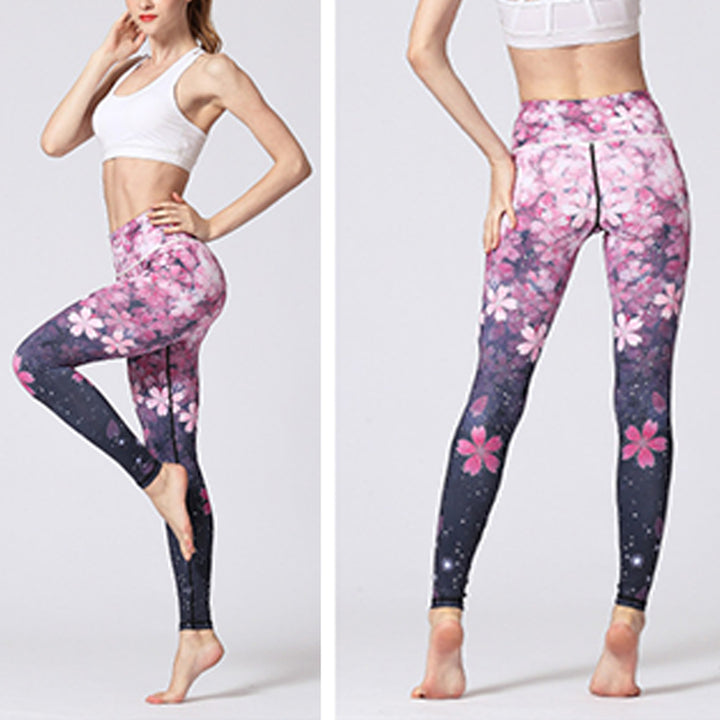 Buddha Stonesライン、雑草、桜の花、黒い木のプリントパンツ、スポーツフィットネス、ヨガレギンス、レディースヨガパンツ - image 26